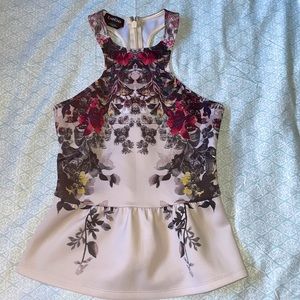 Bebe Racerback Peplum Floral Top